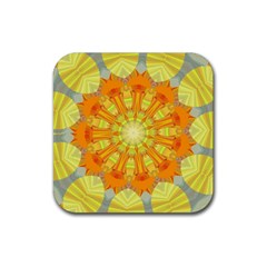 Sunshine Sunny Sun Abstract Yellow Rubber Coaster (square) 