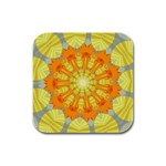 Sunshine Sunny Sun Abstract Yellow Rubber Square Coaster (4 pack)  Front