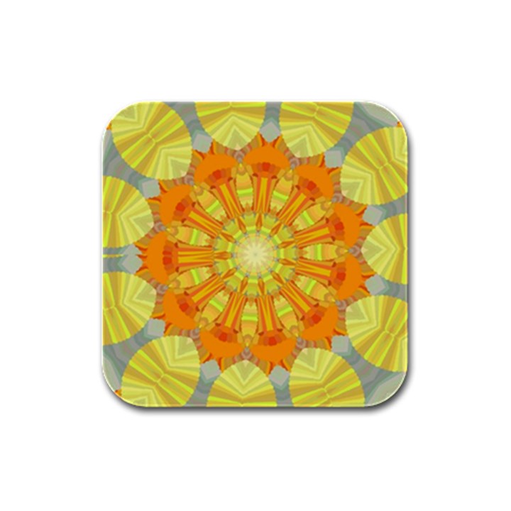 Sunshine Sunny Sun Abstract Yellow Rubber Square Coaster (4 pack) 