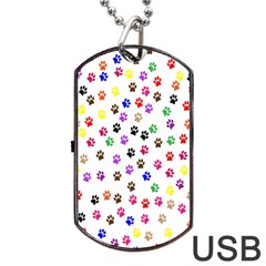 Paw Prints Dog Cat Color Rainbow Animals Dog Tag Usb Flash (one Side) by Mariart
