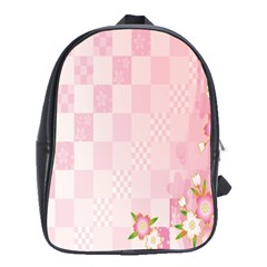 Sakura Flower Floral Pink Star Plaid Wave Chevron School Bags(large)  by Mariart