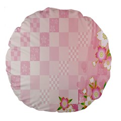 Sakura Flower Floral Pink Star Plaid Wave Chevron Large 18  Premium Round Cushions by Mariart