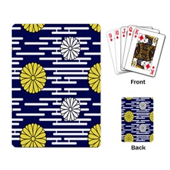 Sunflower Line Blue Yellpw Playing Card by Mariart