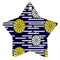 Sunflower Line Blue Yellpw Star Ornament (two Sides) by Mariart