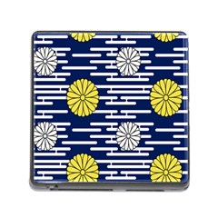 Sunflower Line Blue Yellpw Memory Card Reader (square) by Mariart