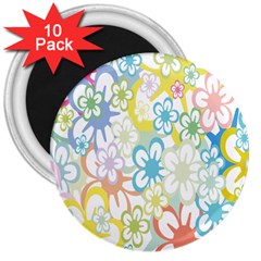 Star Flower Rainbow Sunflower Sakura 3  Magnets (10 Pack)  by Mariart
