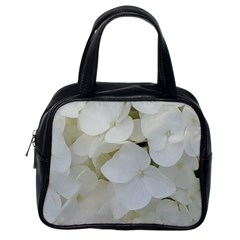 Hydrangea Flowers Blossom White Floral Photography Elegant Bridal Chic  Classic Handbags (one Side) by yoursparklingshop