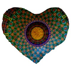 Temple Abstract Ceiling Chinese Large 19  Premium Flano Heart Shape Cushions