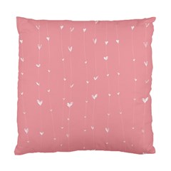 Pink Background With White Hearts On Lines Standard Cushion Case (one Side)