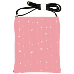 Pink Background With White Hearts On Lines Shoulder Sling Bags by TastefulDesigns
