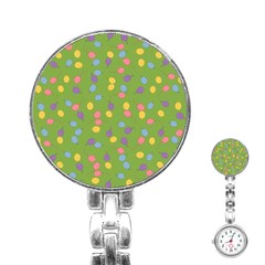 Balloon Grass Party Green Purple Stainless Steel Nurses Watch by Nexatart