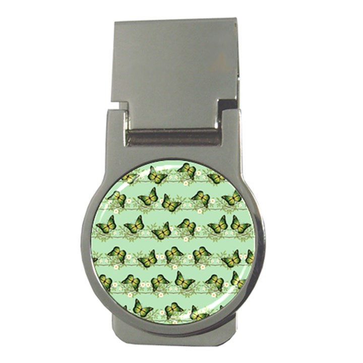 Green Butterflies Money Clips (Round) 