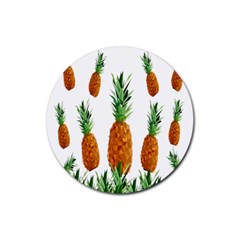 Pineapple Print Polygonal Pattern Rubber Coaster (round)  by Nexatart