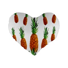 Pineapple Print Polygonal Pattern Standard 16  Premium Flano Heart Shape Cushions by Nexatart