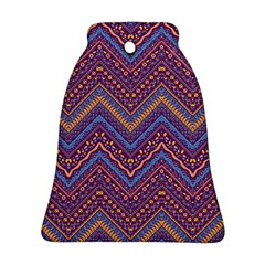 Colorful Ethnic Background With Zig Zag Pattern Design Ornament (bell) by TastefulDesigns