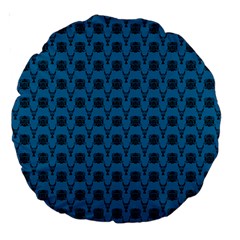 Lion Vs Gazelle Damask In Teal Large 18  Premium Round Cushions