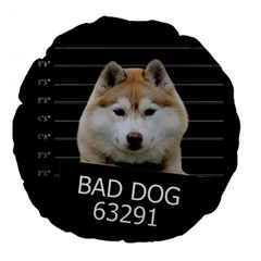 Bad Dog Large 18  Premium Flano Round Cushions by Valentinaart