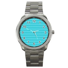 Abstract Blue Waves Pattern Sport Metal Watch by TastefulDesigns