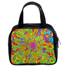 Magic Ripples Flower Power Mandala Neon Colored Classic Handbags (2 Sides) by EDDArt