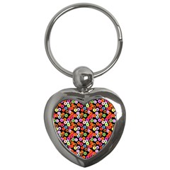 Colorful Yummy Donuts Pattern Key Chains (heart)  by EDDArt
