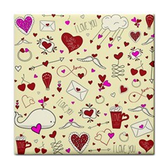 Valentinstag Love Hearts Pattern Red Yellow Tile Coasters by EDDArt