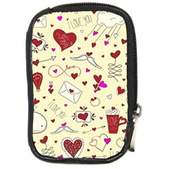 Valentinstag Love Hearts Pattern Red Yellow Compact Camera Cases by EDDArt
