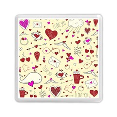 Valentinstag Love Hearts Pattern Red Yellow Memory Card Reader (square)  by EDDArt