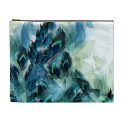 Flowers And Feathers Background Design Cosmetic Bag (xl) by TastefulDesigns