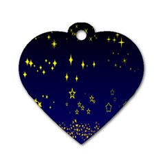 Blue Star Space Galaxy Light Night Dog Tag Heart (one Side) by Mariart