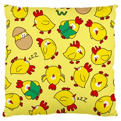 Animals Yellow Chicken Chicks Worm Green Large Cushion Case (two Sides) by Mariart