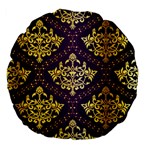 Flower Purplle Gold Large 18  Premium Flano Round Cushions Back