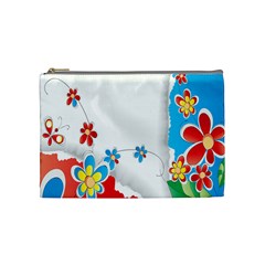 Flower Floral Papper Butterfly Star Sunflower Red Blue Green Leaf Cosmetic Bag (medium)  by Mariart