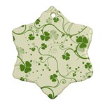 Flower Green Shamrock Snowflake Ornament (Two Sides) Back