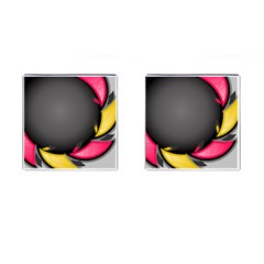 Hole Circle Line Red Yellow Black Gray Cufflinks (square) by Mariart