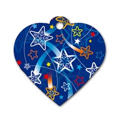 Line Star Space Blue Sky Light Rainbow Red Orange White Yellow Dog Tag Heart (one Side) by Mariart