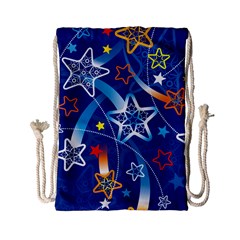 Line Star Space Blue Sky Light Rainbow Red Orange White Yellow Drawstring Bag (small) by Mariart