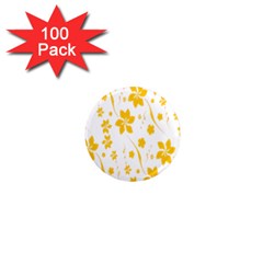 Shamrock Yellow Star Flower Floral Star 1  Mini Magnets (100 Pack)  by Mariart