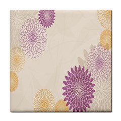 Star Sunflower Floral Grey Purple Orange Tile Coasters by Mariart
