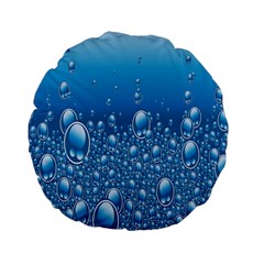 Water Bubble Blue Foam Standard 15  Premium Flano Round Cushions