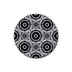 Geometric Black And White Rubber Round Coaster (4 Pack)  by linceazul