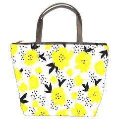 Yellow Flowers Bucket Handbag by justbeeinspired2
