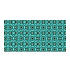 Turquoise Damask Pattern Satin Wrap by linceazul