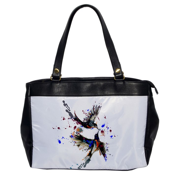 Colorful Love Birds Illustration With Splashes Of Paint Office Handbags