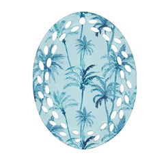 Watercolor Palms Pattern  Oval Filigree Ornament (two Sides) by TastefulDesigns