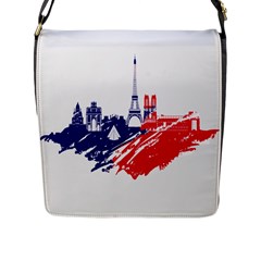 Eiffel Tower Monument Statue Of Liberty France England Red Blue Flap Messenger Bag (l)  by Mariart