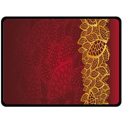 Floral Flower Golden Red Leaf Double Sided Fleece Blanket (large)  by Mariart