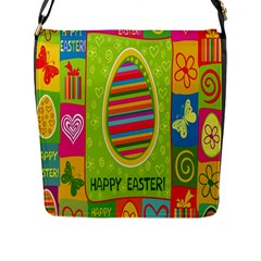 Happy Easter Butterfly Love Flower Floral Color Rainbow Flap Messenger Bag (l)  by Mariart