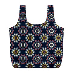 Floral Flower Star Blue Full Print Recycle Bags (l)  by Mariart