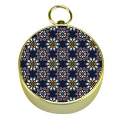 Floral Flower Star Blue Gold Compasses by Mariart