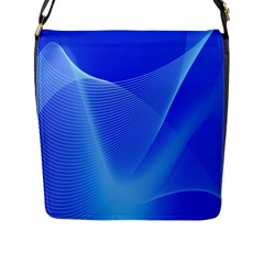 Line Net Light Blue White Chevron Wave Waves Flap Messenger Bag (l)  by Mariart